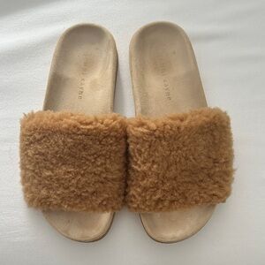 Jenni Kayne Tan Fuzzy Slide Sandals